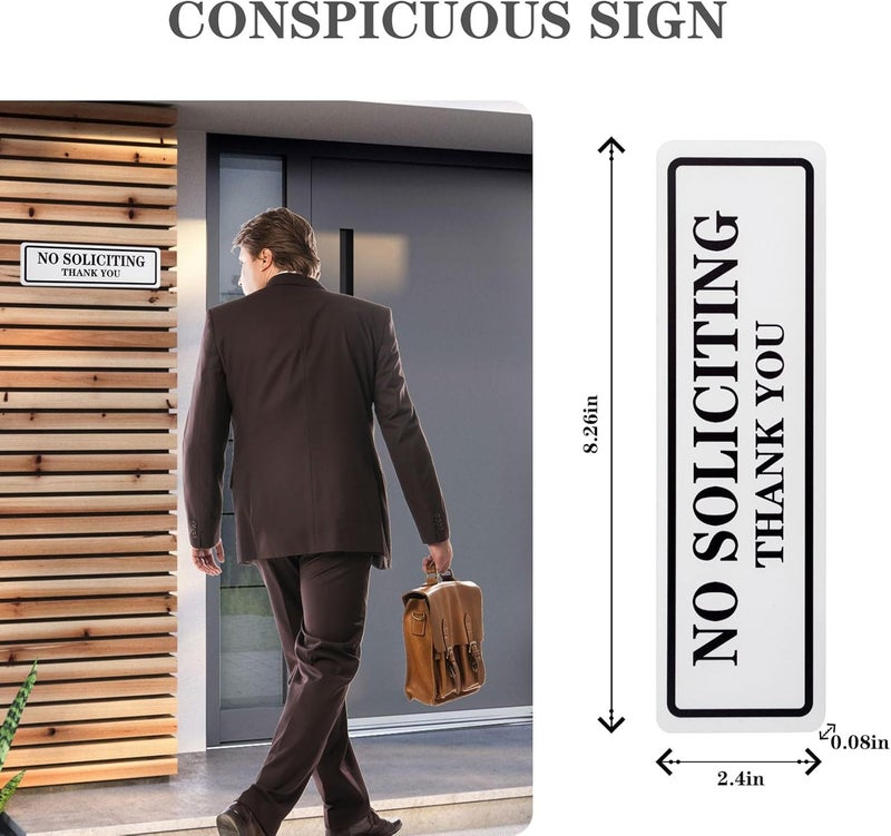 Qofaoye No Soliciting Sign for House That Keeps Solicitors Away, Super strong tape for all surfaces, 8.3 × 2.4 In,2025 version, Perfect for Home Office Front Doors, Windows, Walls, Courtyard - Image 2